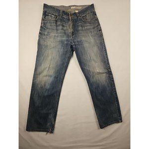 DKNY Mens Jeans 33x30 Straight‎ Leg Mid Rise Med Wash Distressed Denim #KBRU5803